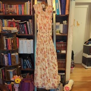 Monique Lhuillier Orange Pink Sleeveless Sundress